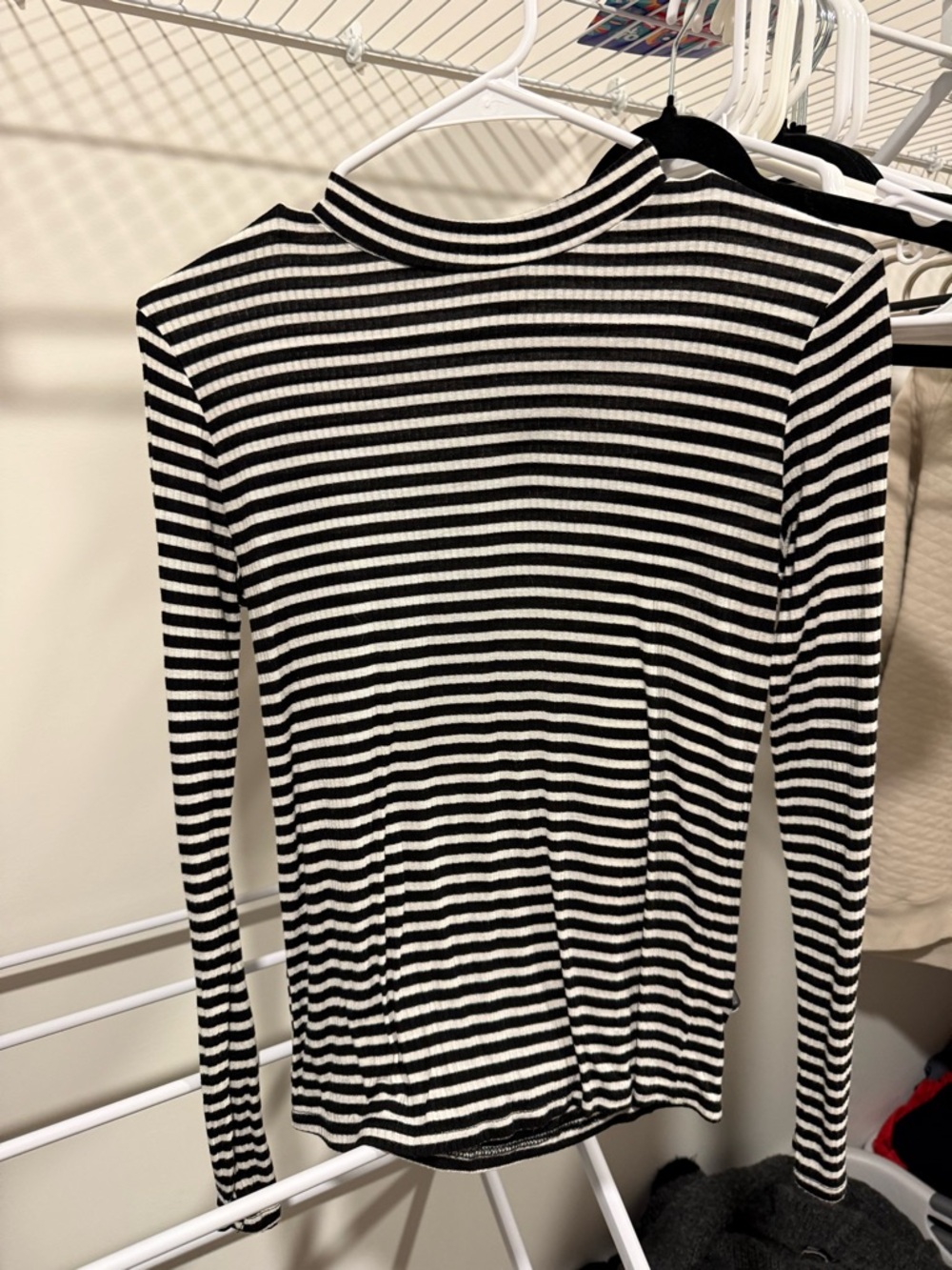 Love Black & White Striped Long Sleeve Ribbed Tee